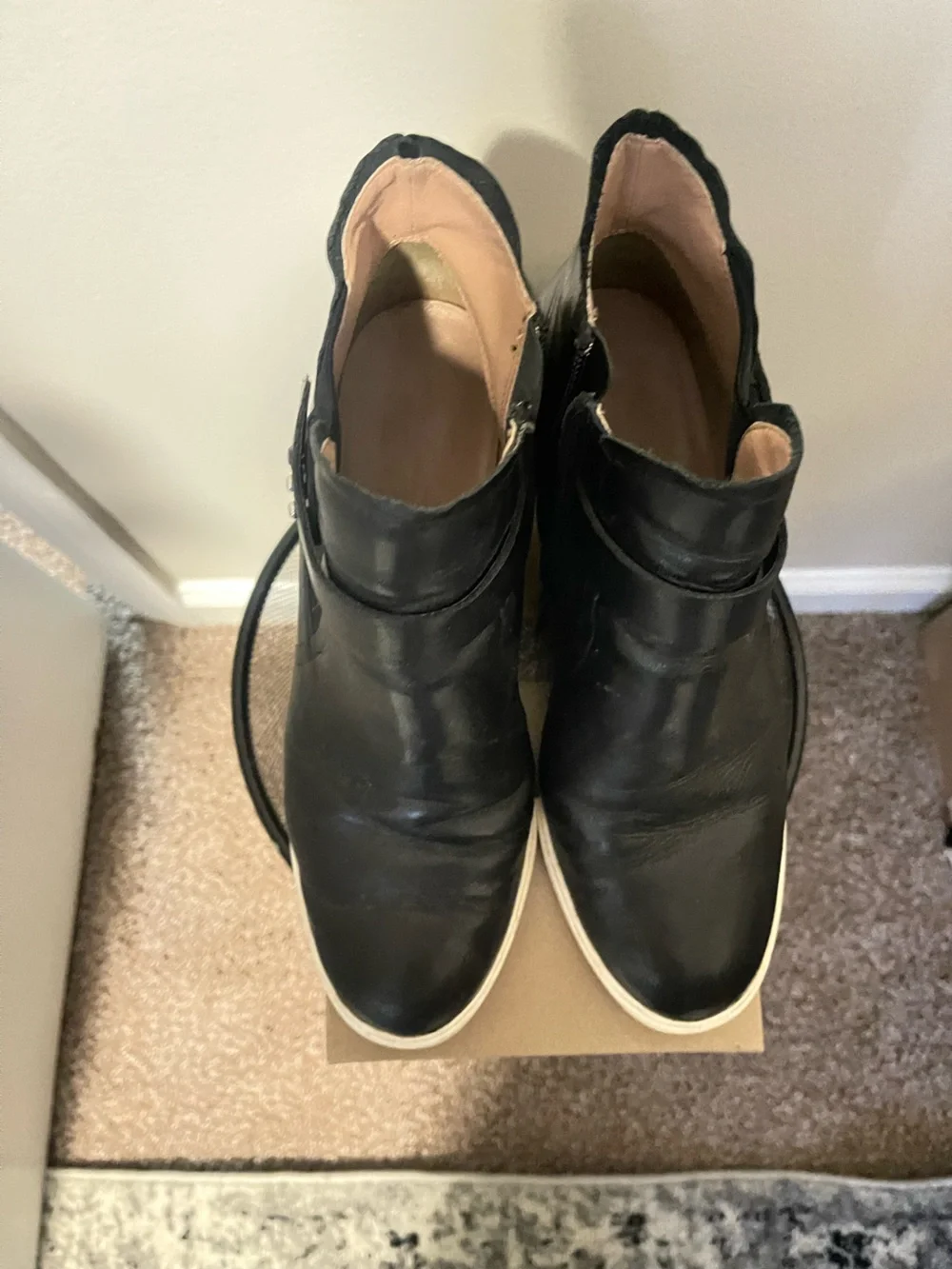 Paolo Black Leather High-Top Boots with White Sole